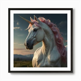 Unicorn With Pink Mane 1 Art Print