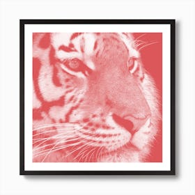 Tiger Pastel Red Square Art Print