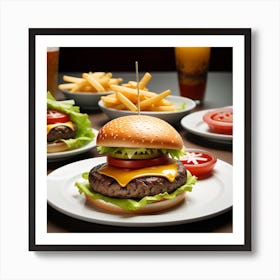 Burgers And Fries 1 Art Print