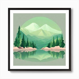 Misty mountains background in green tone 9 Art Print