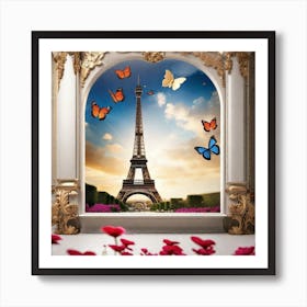 Paris With Butterflies 163 Art Print