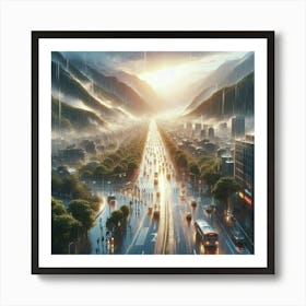 Rainy City Art Print