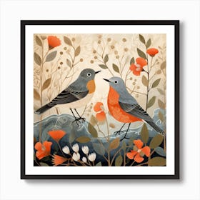 Bird In Nature European Robin 4 Art Print