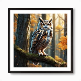 Owl In The Forest 219 Art Print