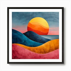 Sunset In The Mountains, vector illustration, abstract art, abstract painting  city wall art, colorful wall art, home decor, minimal art, modern wall art, wall art, wall decoration, wall print colourful wall art, decor wall art, digital art, digital art download, interior wall art, downloadable art, eclectic wall, fantasy wall art, home decoration, home decor wall, printable art, printable wall art, wall art prints, artistic expression, contemporary, modern art print, Art Print
