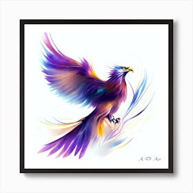 Colorful Painting of a Phoenix Design Falcon Emerging Art Print