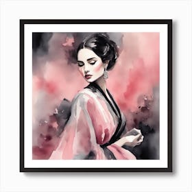 Woman In Kimono Art Print