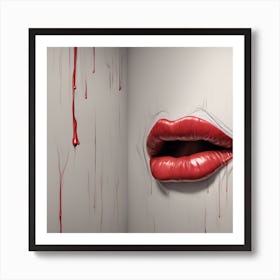 A Red Mouth Draws Art Print