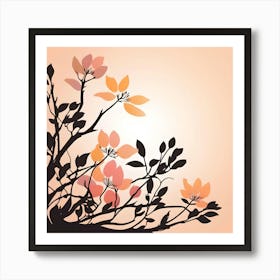 Branches and Leaves in Warm Pastels Art Print