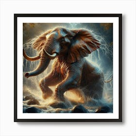 Elephant In The Water 4 Art Print