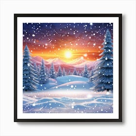 A Captivating Digital Render Of A Snowy Winter Banner Twinkling Magic Snowflakes Flirting With The (6) Art Print