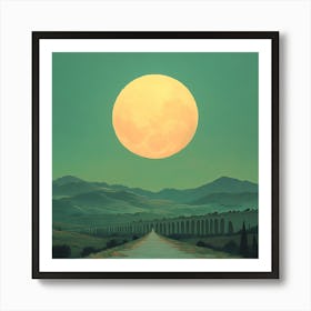 Full Moon Over Tuscany 1 Art Print