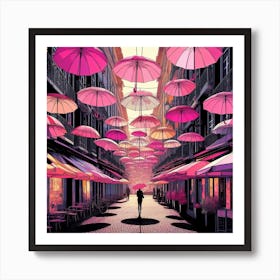 Pink Umbrellas 3 Art Print
