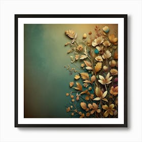 Abstract Flowers On A Blue Background Art Print