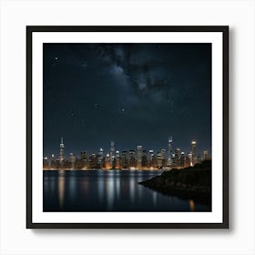 Chicago Skyline At Night Art Print