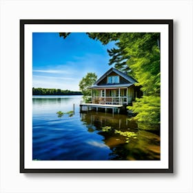 Cottage On The Lake Art Print