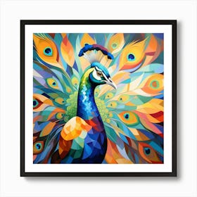 Cubism Art, Peacock 3 Art Print