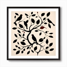 African Adinkra Symbols, Bird On a Branch, folk art, 122  Art Print