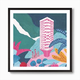 Seattle Modenrist Tower Square Art Print
