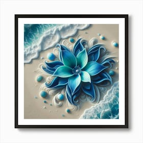 Blue Flower On The Sand Art Print