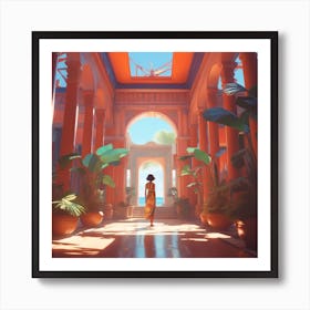 Woman In A Courtyard Art Print