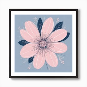 A White And Pink Flower In Minimalist Style Square Composition 494 Art Print