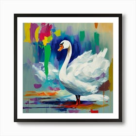 Swan Painting Bird Animal Art Print