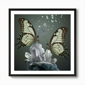 Butterflies On Crystals 1 Art Print