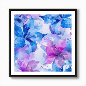 Watercolor Lily Seamless Pattern Art Print