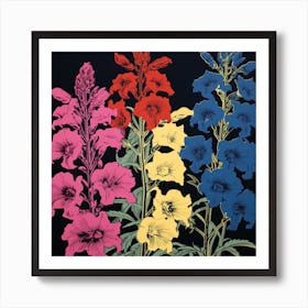 Larkspur 1 Pop Art Illustration Square Art Print