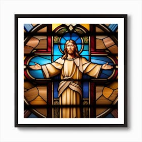 Jesus Christ stained glass window Art Print