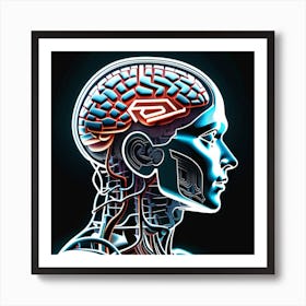 Human Brain With Artificial Intelligence 7 Art Print