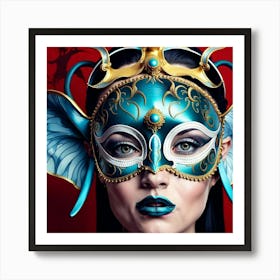Beautiful Woman In A Mask 3 Art Print