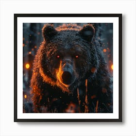 Dark Bear In The Forest Art Print