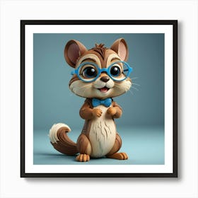 Cute Little Squirrel With Glasses 1 Affiche