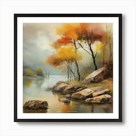 Autumn By The River 1 Art Print