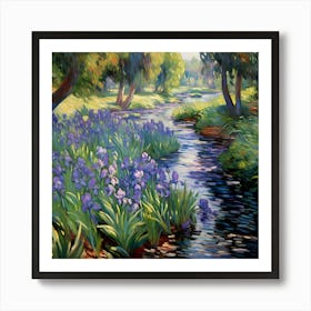 Impressionist Knitwork: Monet's Violet Serenade Art Print