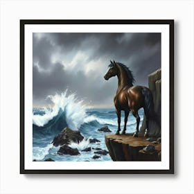 Horse On The Cliff 3 Art Print