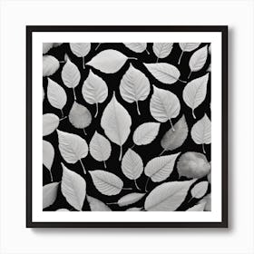 Black And White Leaves 4 Art Print