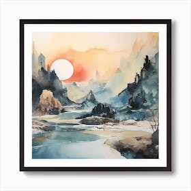 Serene Whispers in Watercolour Art Print