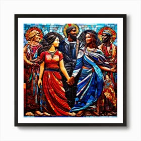 Savior,, An Image Showing A Mosaic Of Different Cultural Symbols And People From Various Backgrounds Holding Art Print