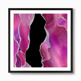 Magenta & Silver Agate Texture 01 1 Art Print