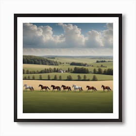 Horses In The Field 1 Art Print