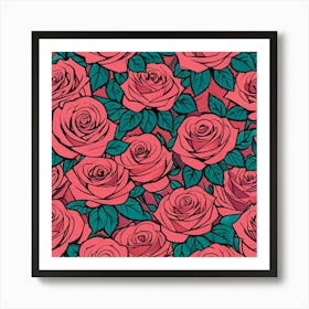 Roses Seamless Pattern 8 Art Print