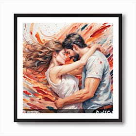 Nightcap - Couple Hugging Art Print