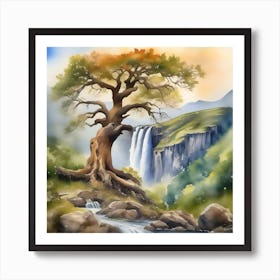 Waterfall Painting Art Print