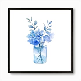 Watercolor Blue Floral 7 Art Print