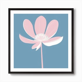 A White And Pink Flower In Minimalist Style Square Composition 268 Art Print