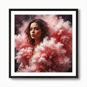 Woman In Pink Smoke Art Print