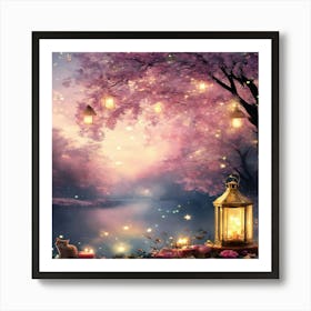 Pink Cherry Blossoms Art Print